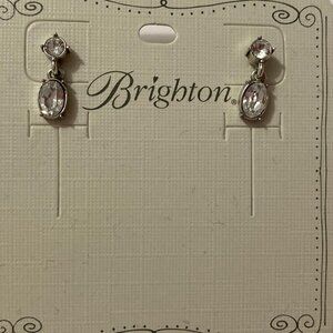 BRIGHTON One Love Petite Post Drop Earrings Silver Crystal